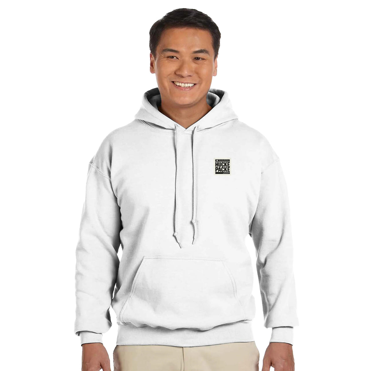 Hoodie with large white skull and red black cityscape design on front – Produktansicht 7